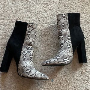 Lulu’s Karin Natural Snake 2Tone High Heel Booties